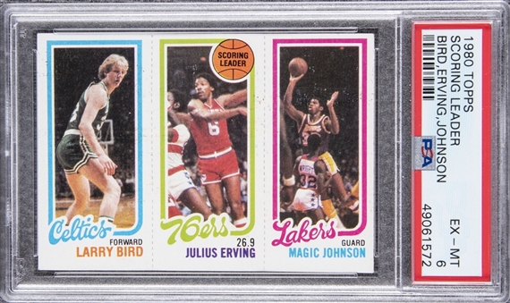 1980/81 Topps Larry Bird/Magic Johnson Rookie Card – PSA EX-MT 6